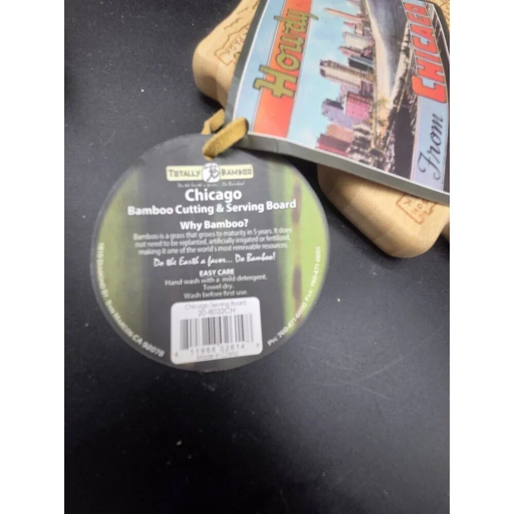 Chicago Neighborhood Map Bamboo Cutting Charcueterie Board NWT